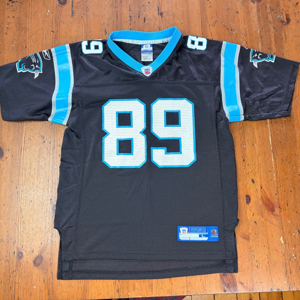 Reebok Carolina Panthers Steve Smith #89 NFL Jersey Youth Large Black Blue 14-16